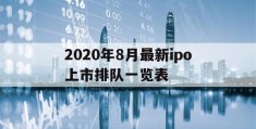 2020年8月最新ipo上市排队一览表的简单介绍