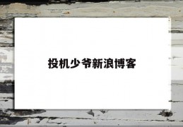 投机少爷新浪博客(投机少爷2020最新博客)