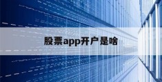 股票app开户是啥(股票开户在app上好还是去证券所好)