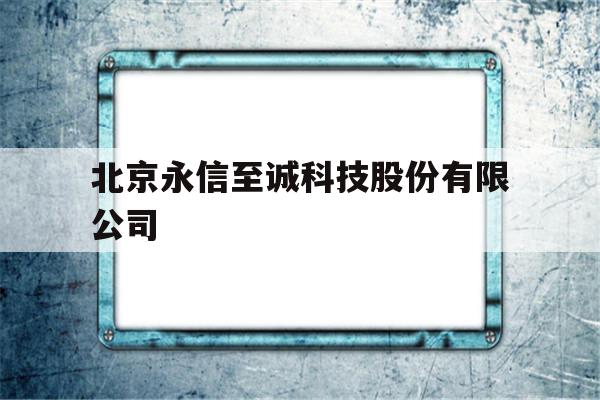 北京永信至诚科技股份有限公司(北京至信永诚科技有限公司是做什么的)