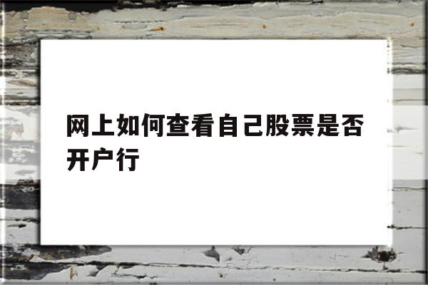 网上如何查看自己股票是否开户行的简单介绍